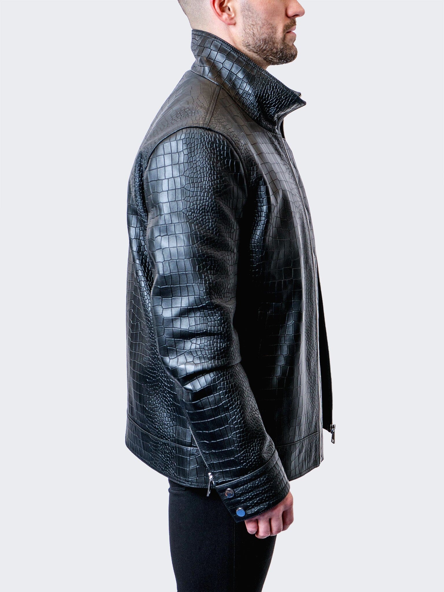 Allo Croc-Embossed Black Jacket