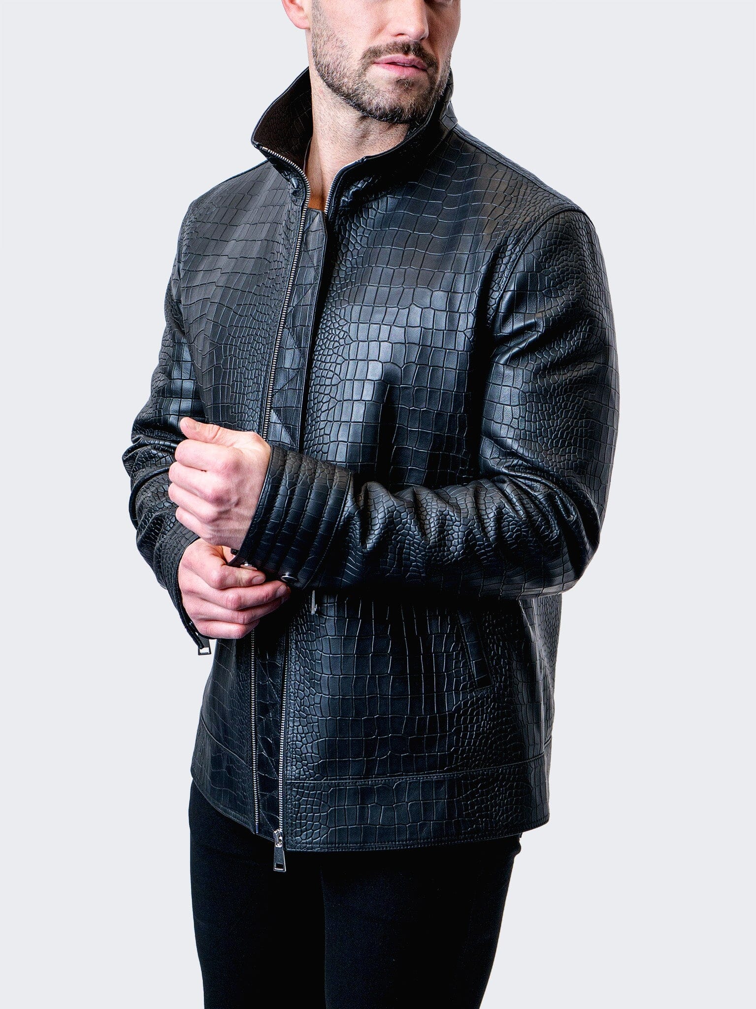 Allo Croc-Embossed Black Jacket