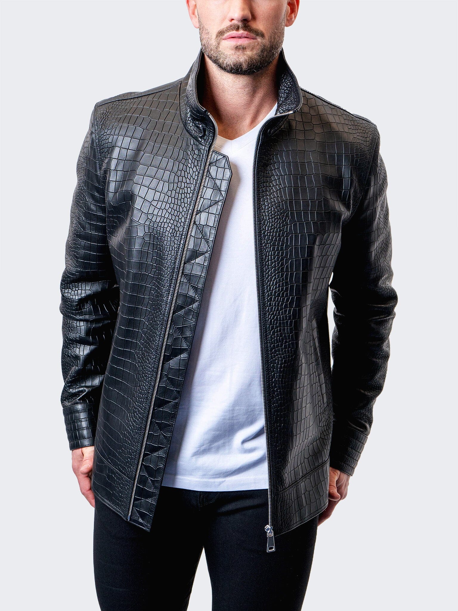 Allo Croc-Embossed Black Jacket