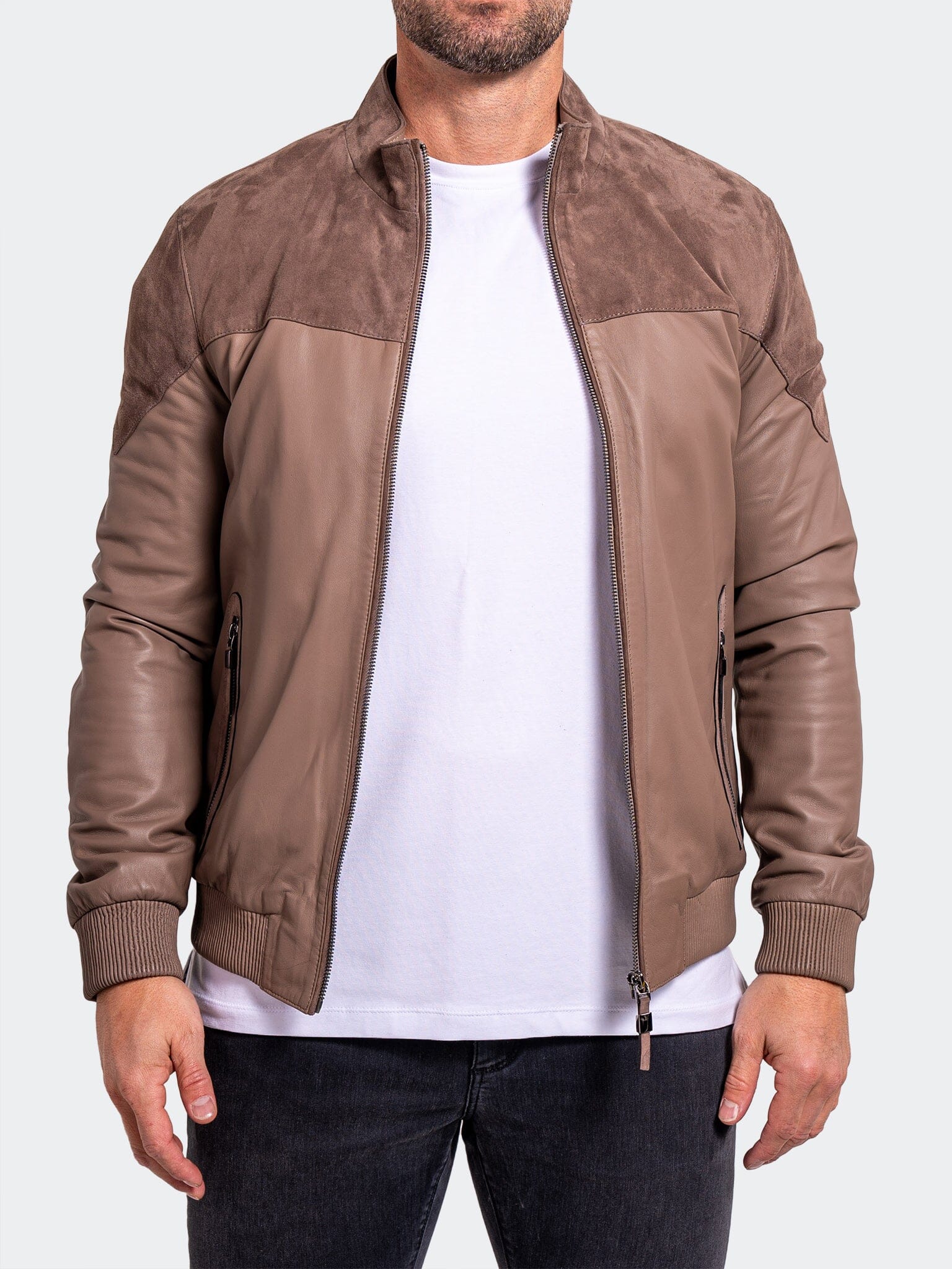 Two-Tone Suede Shoulder Bomber