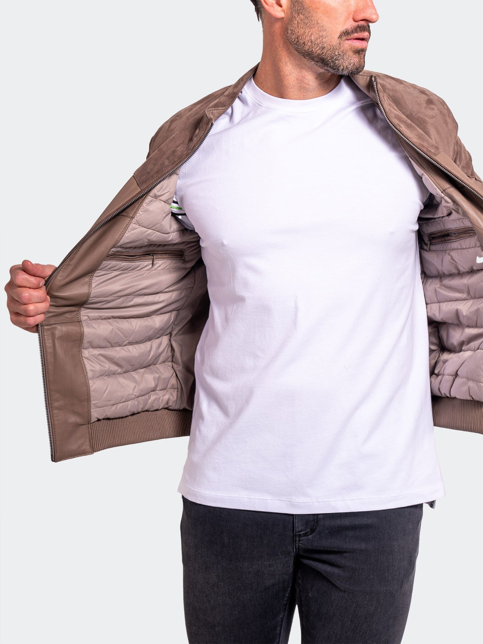 Two-Tone Suede Shoulder Bomber