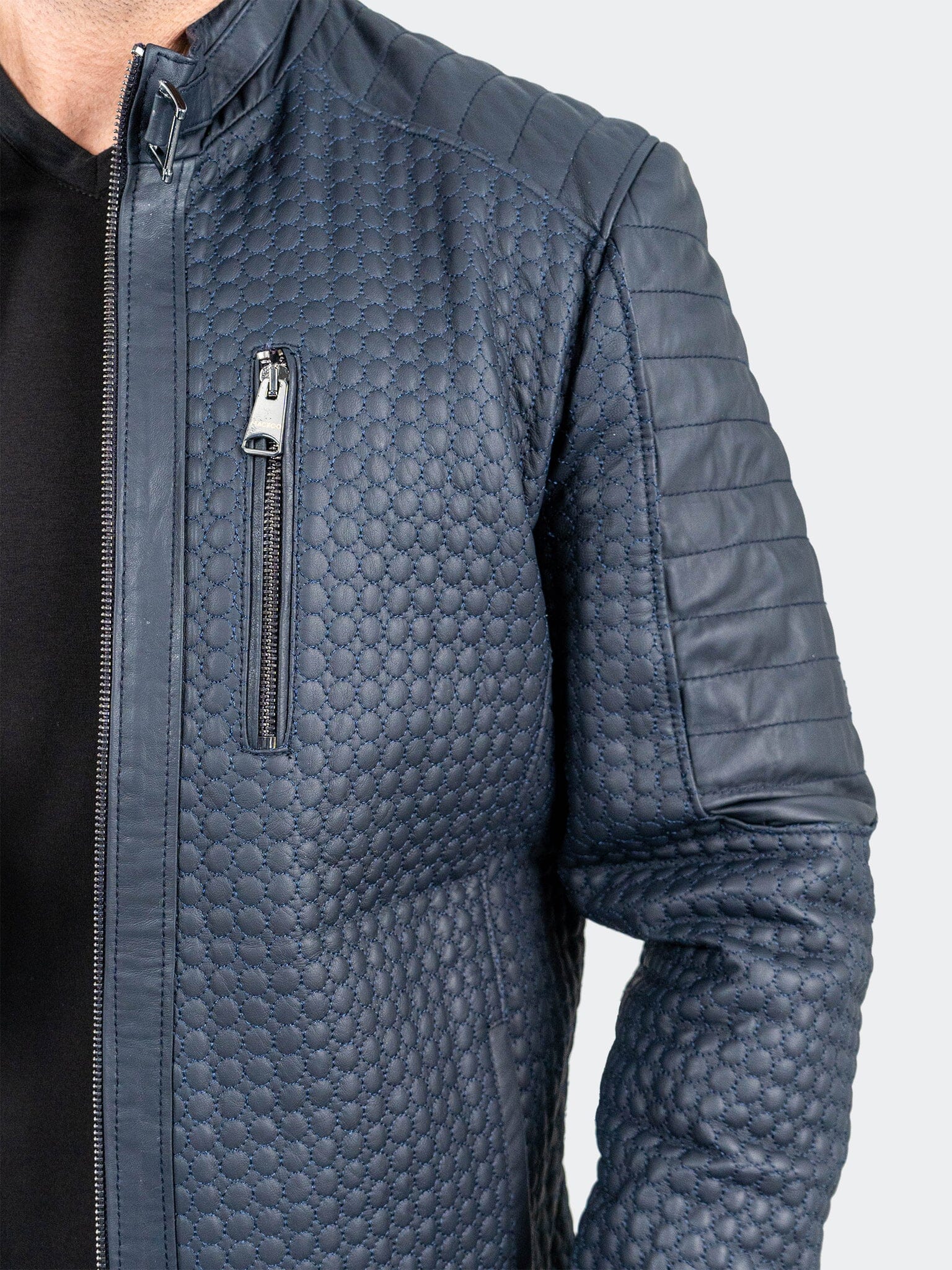 Braille Navy Leather Jacket
