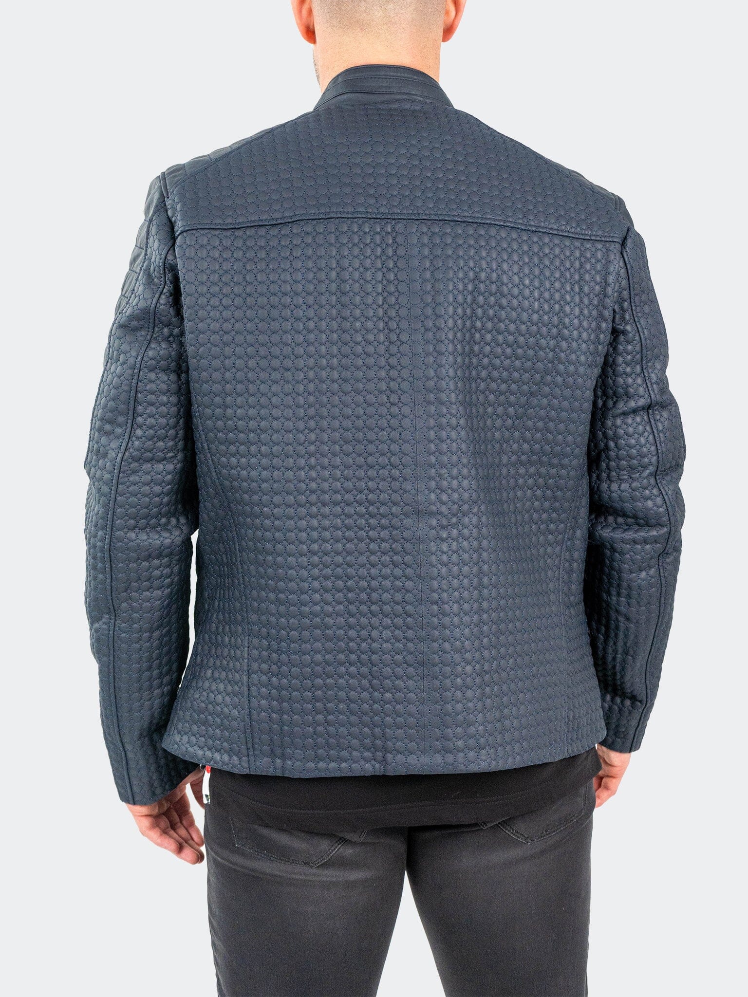 Braille Navy Leather Jacket