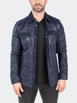 Leather ButtonUp Navy View-1