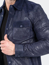 Leather ButtonUp Navy View-2