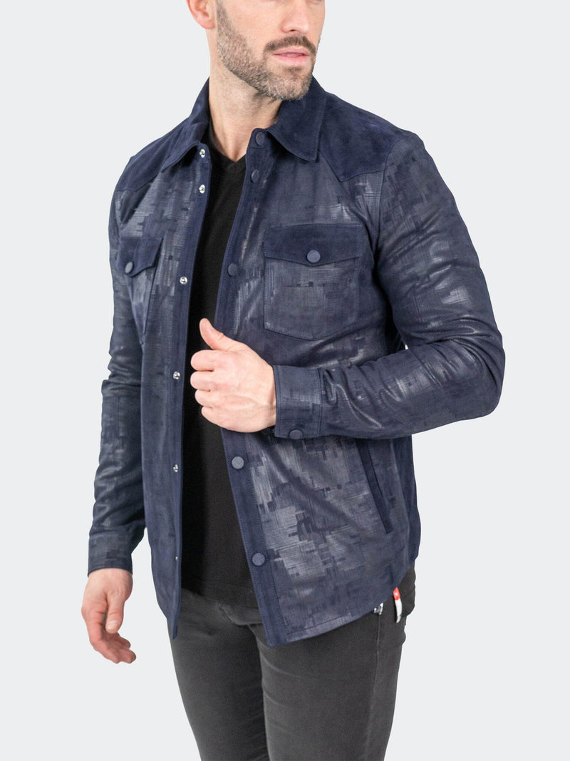 Leather ButtonUp Navy