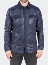 Leather ButtonUp Navy View-5