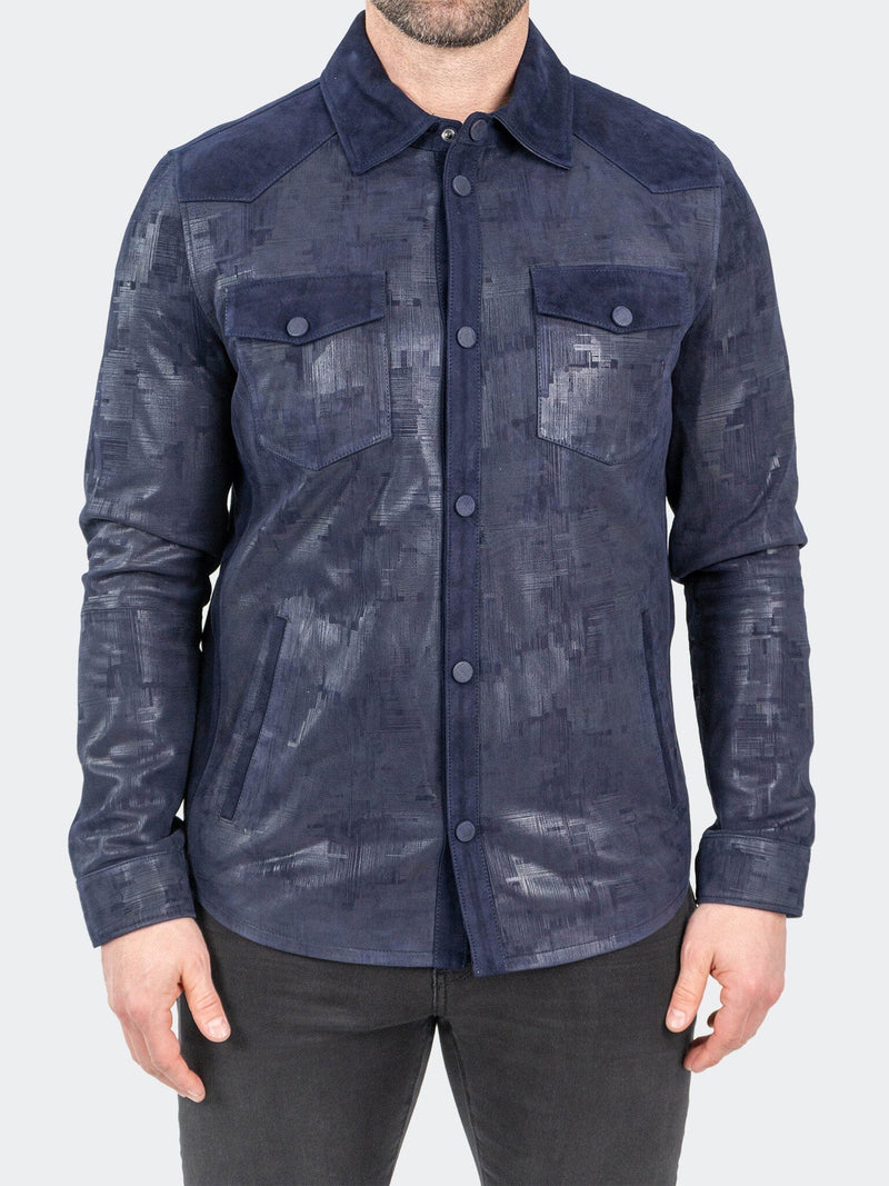 Leather ButtonUp Navy