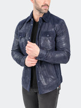 Leather ButtonUp Navy View-7