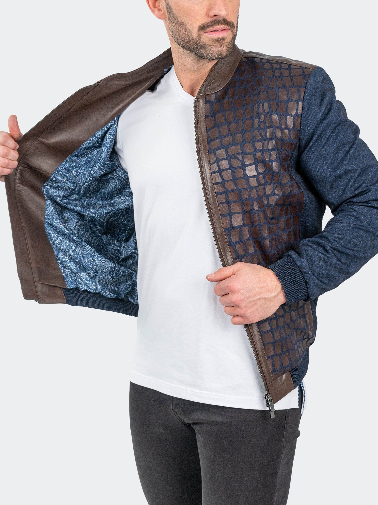 CobbleStone Navy Leather Jacket