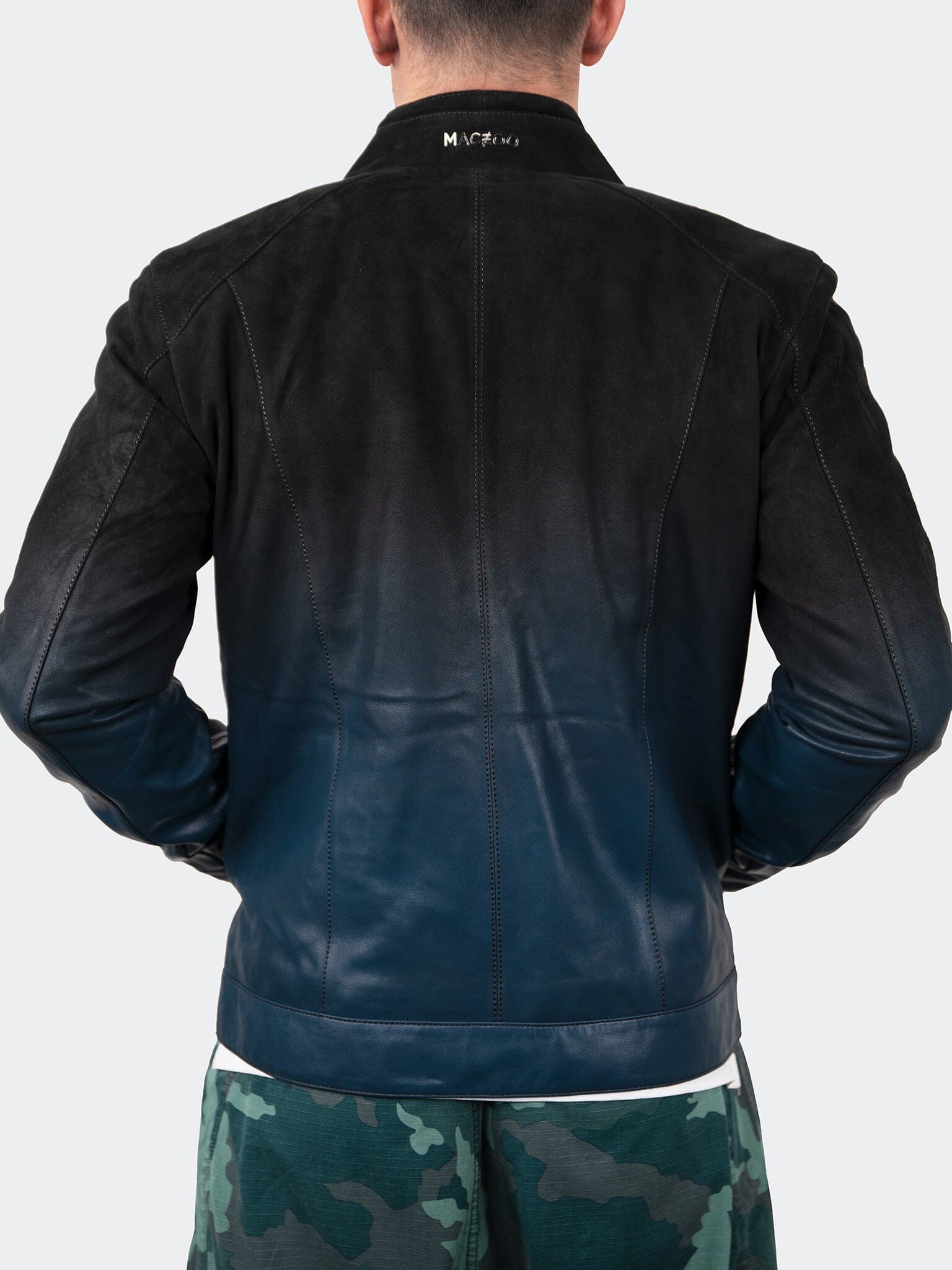 DegradeBlack Blue Leather Jacket