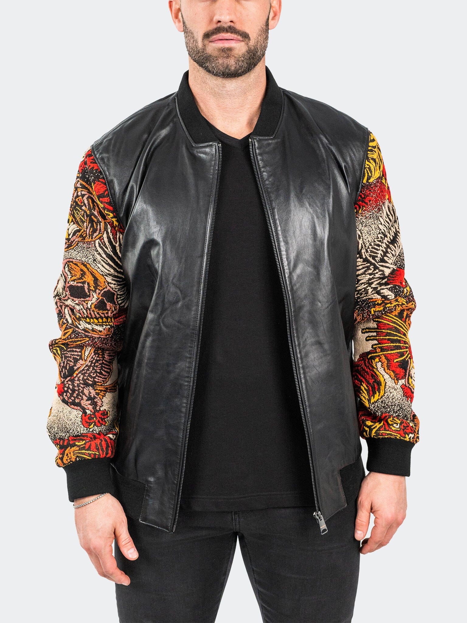 Leather Dragon Sleeve Jacket