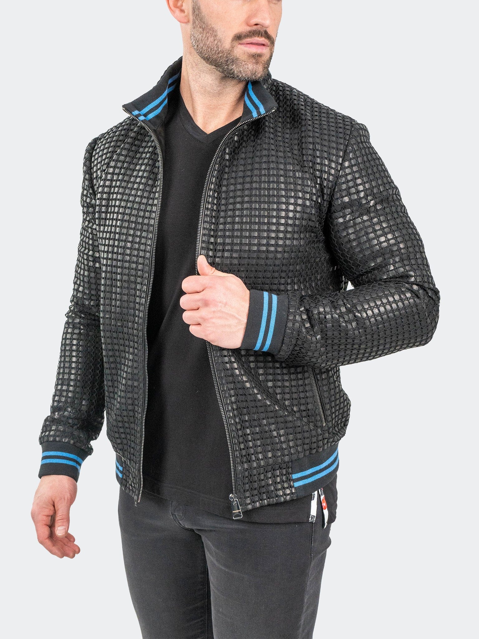 Geometric Black Leather Jacket