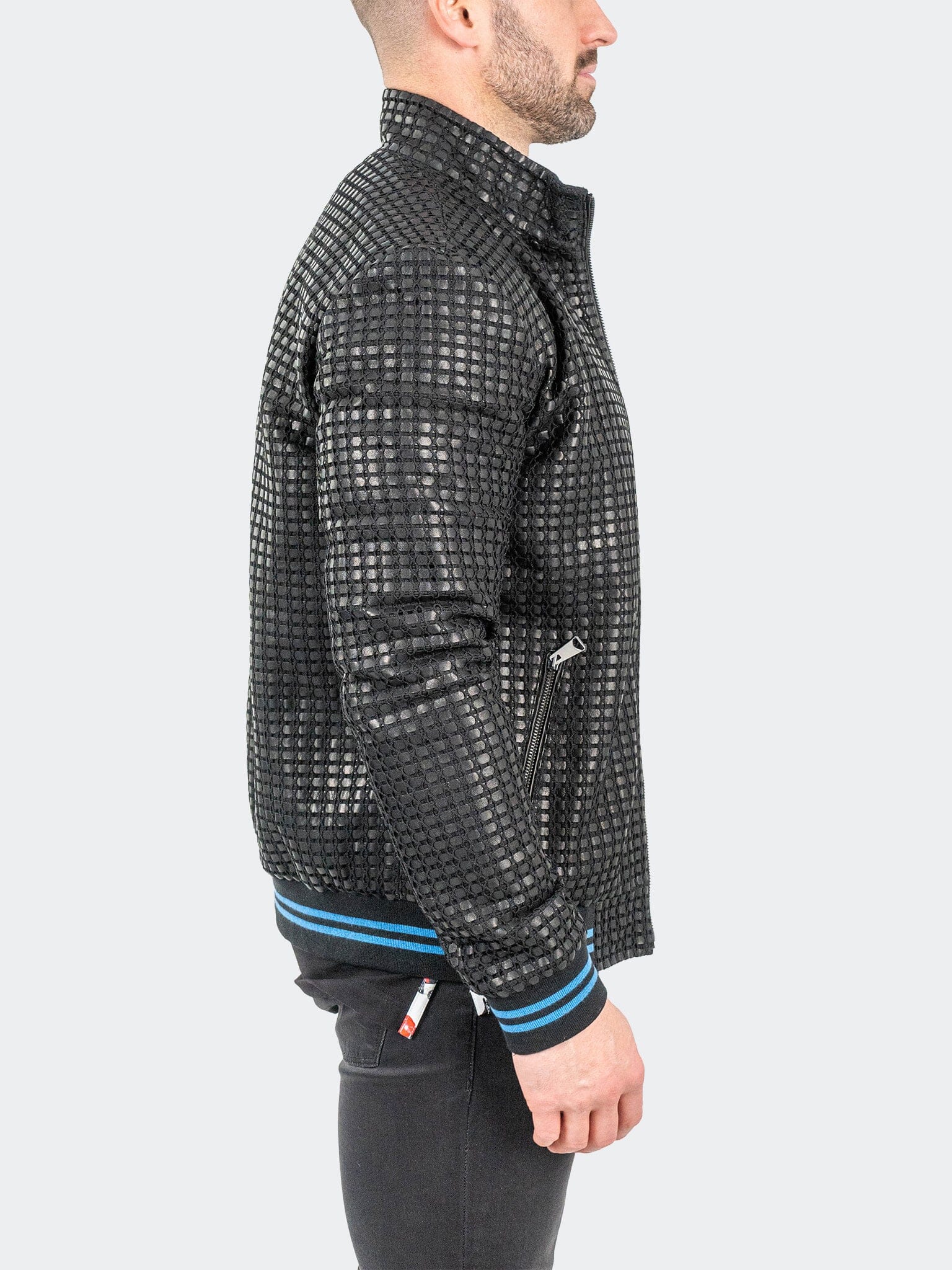 Geometric Black Leather Jacket