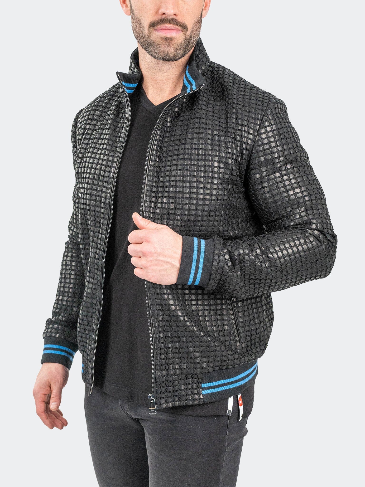 Geometric Black Leather Jacket