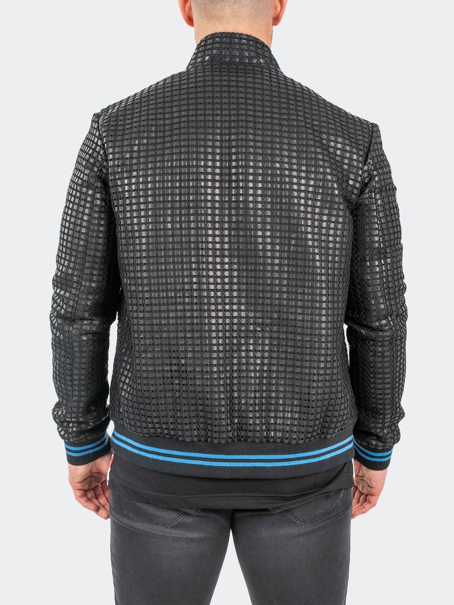 Geometric Black Leather Jacket