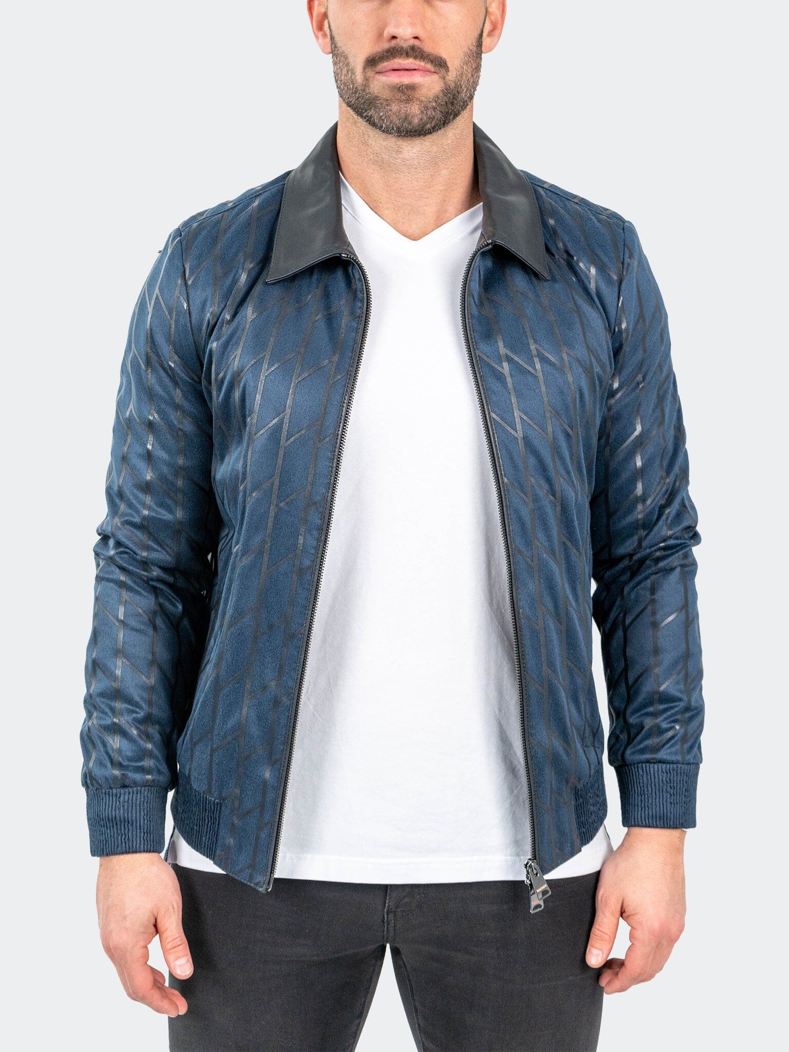 Ladder Blue Leather Jacket