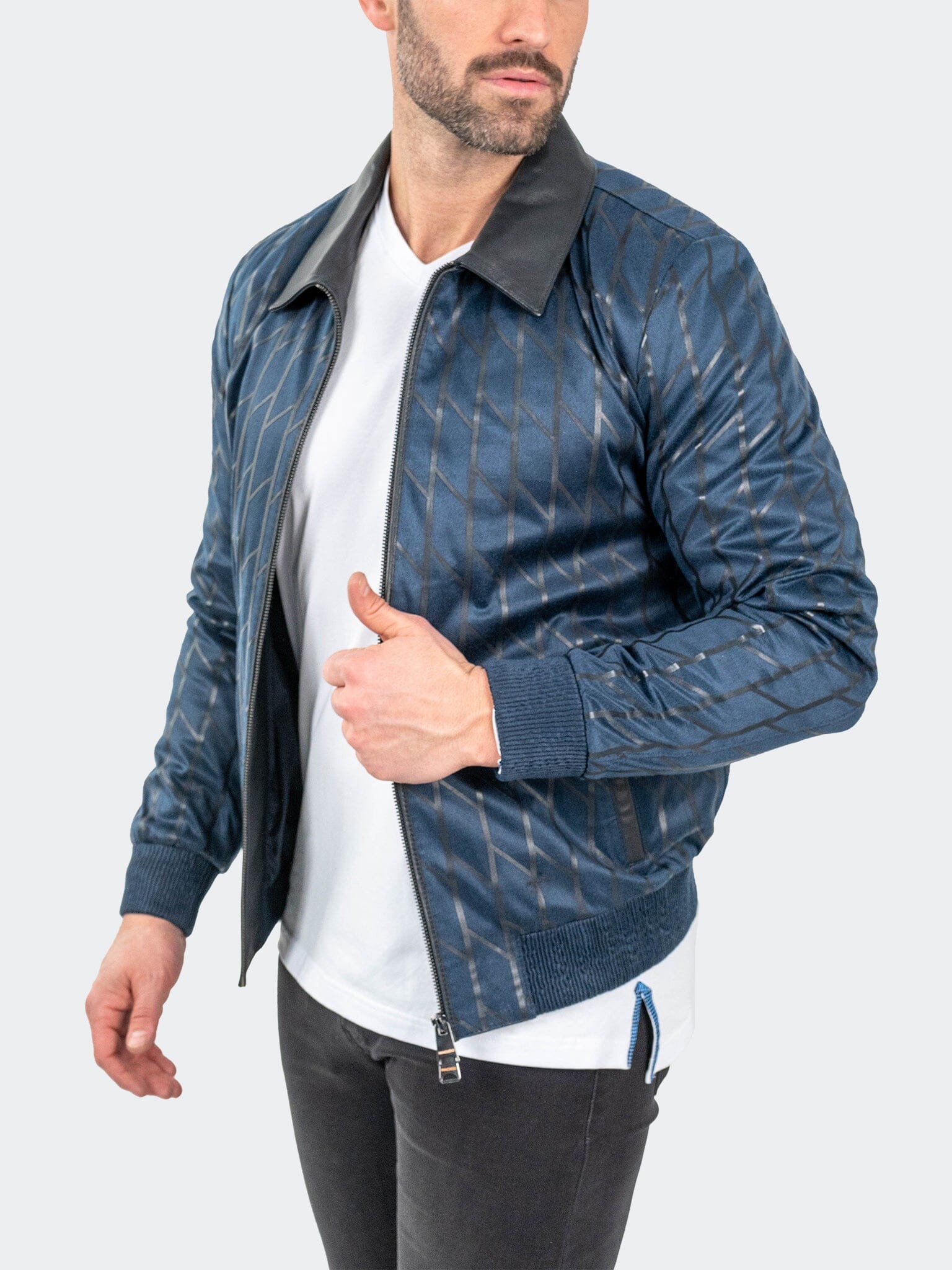 Ladder Blue Leather Jacket