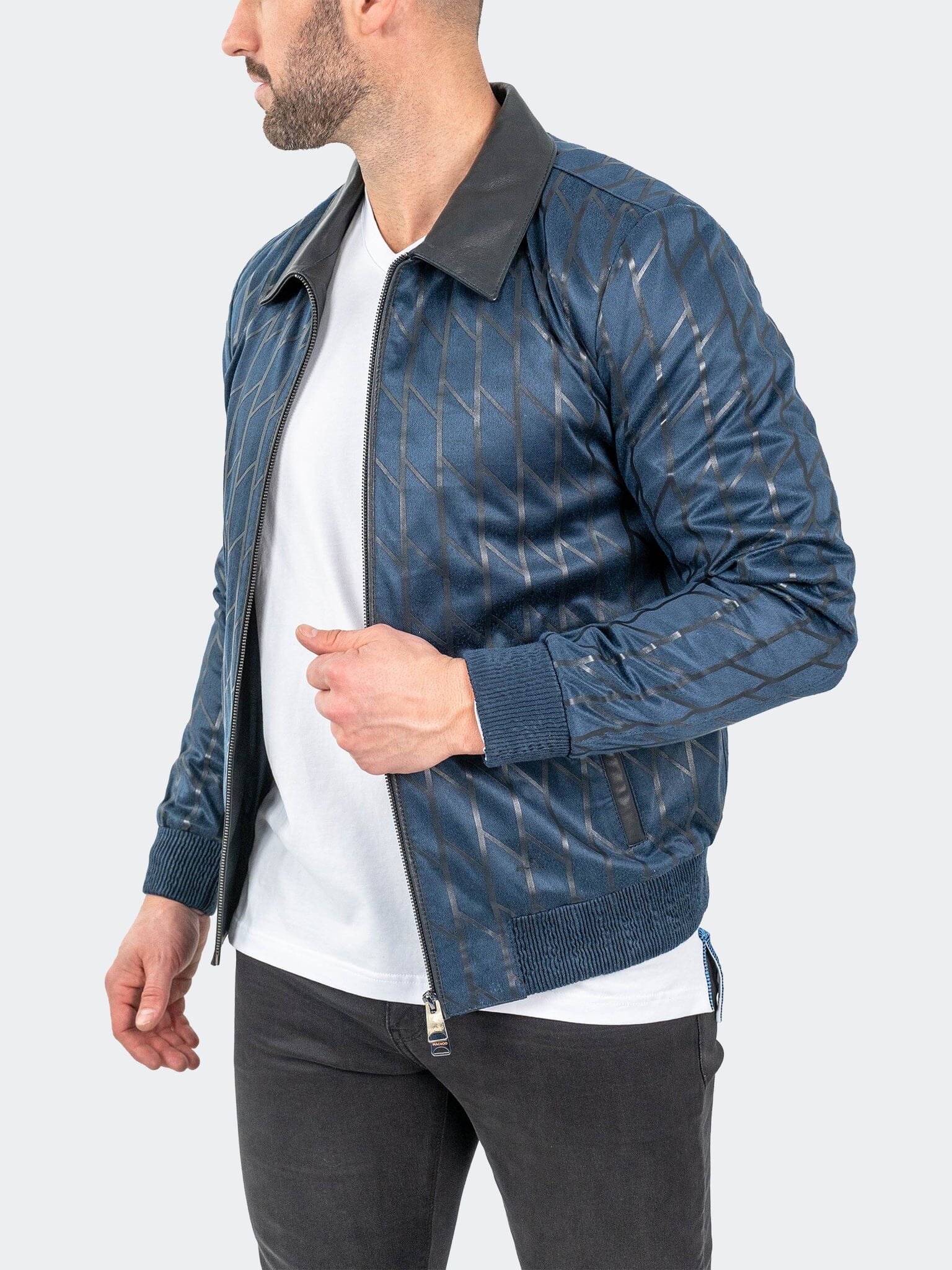Ladder Blue Leather Jacket