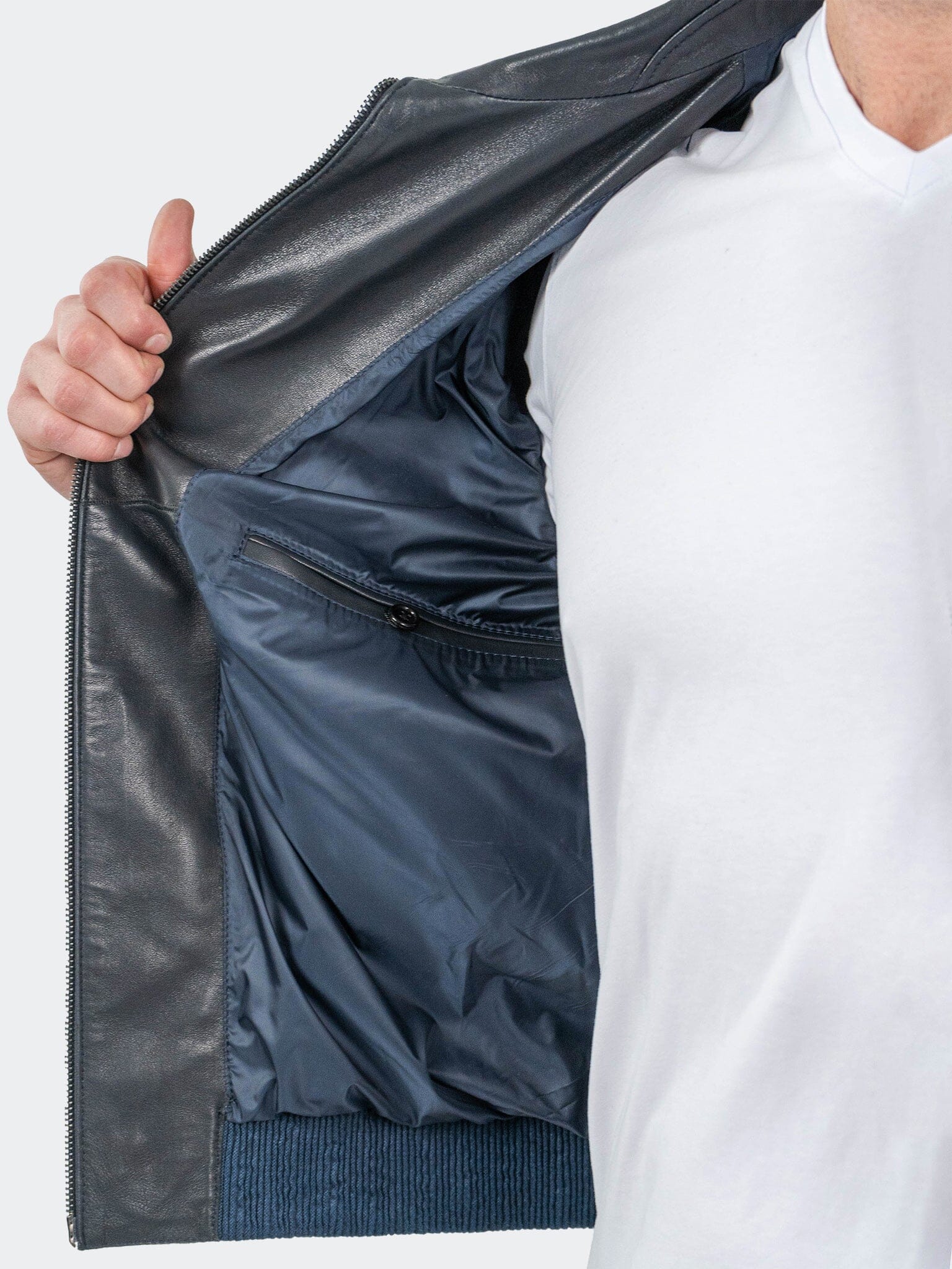 Ladder Blue Leather Jacket