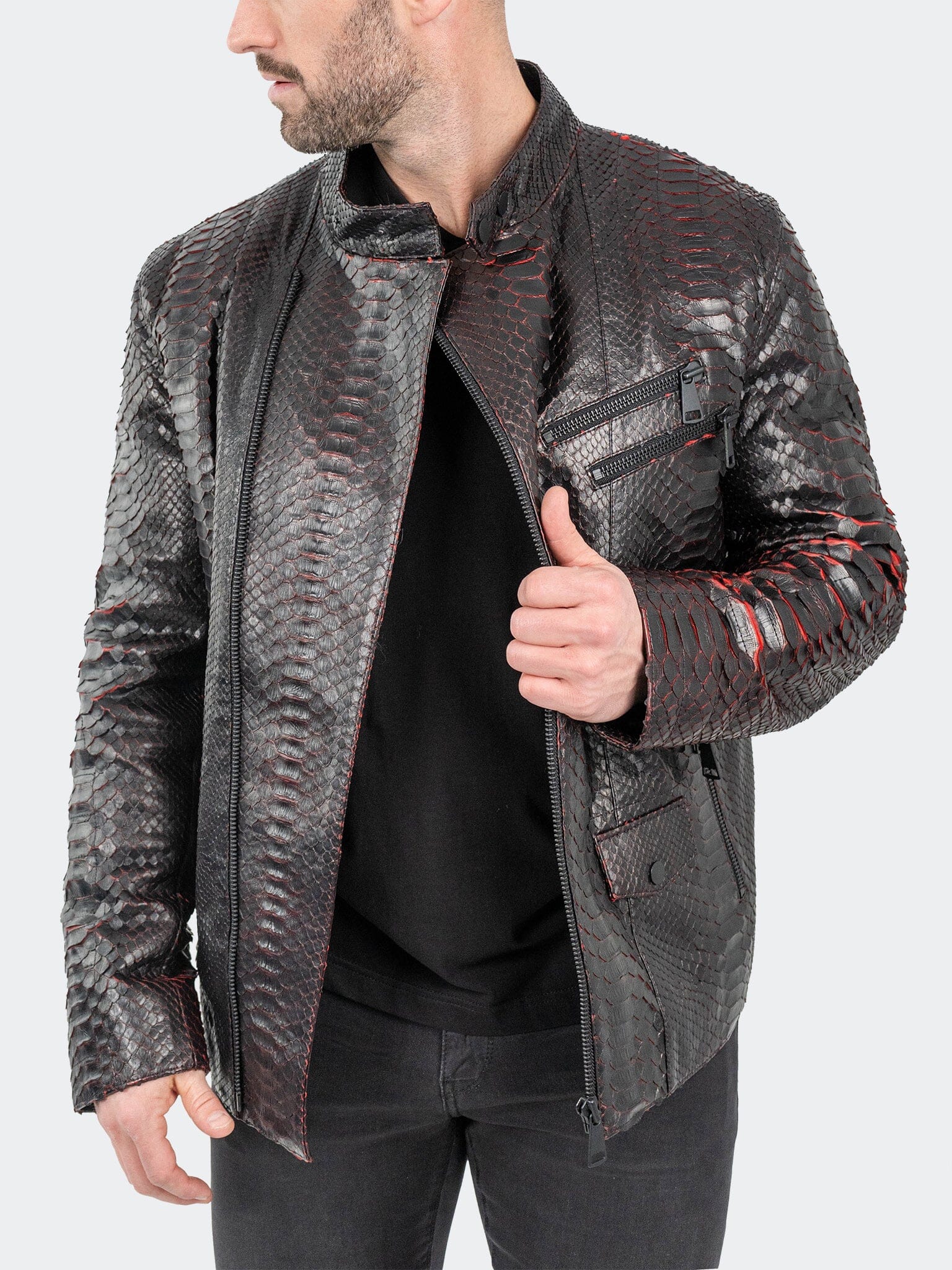 Leather PythonRed Black