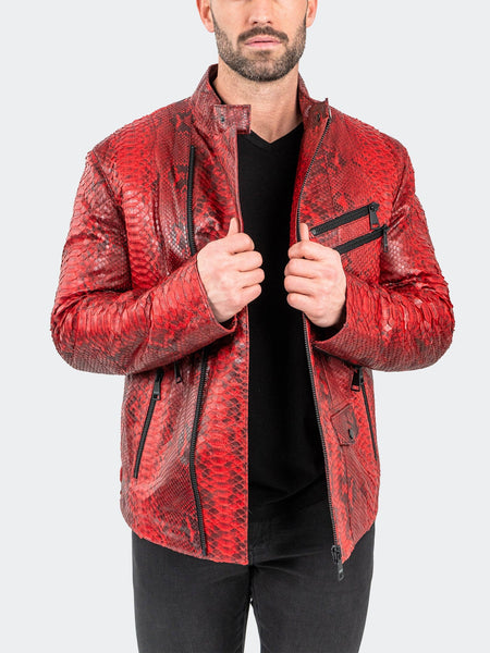 Leather PythonScarlet Red – Maceoo