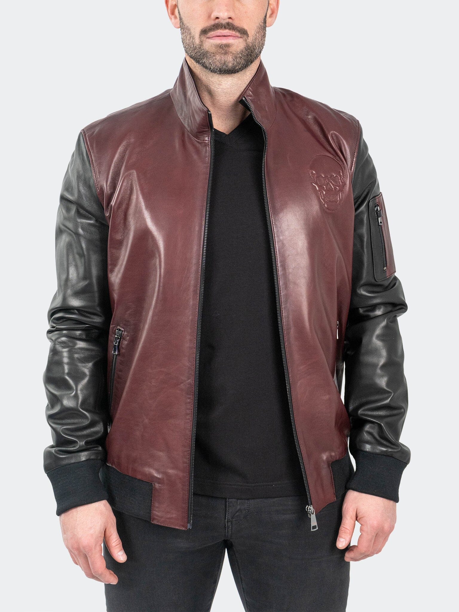 Leather SkullBlack Burgundy