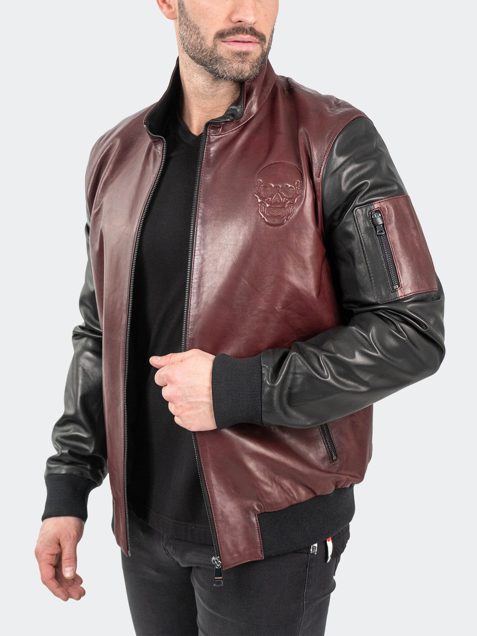 Leather SkullBlack Burgundy