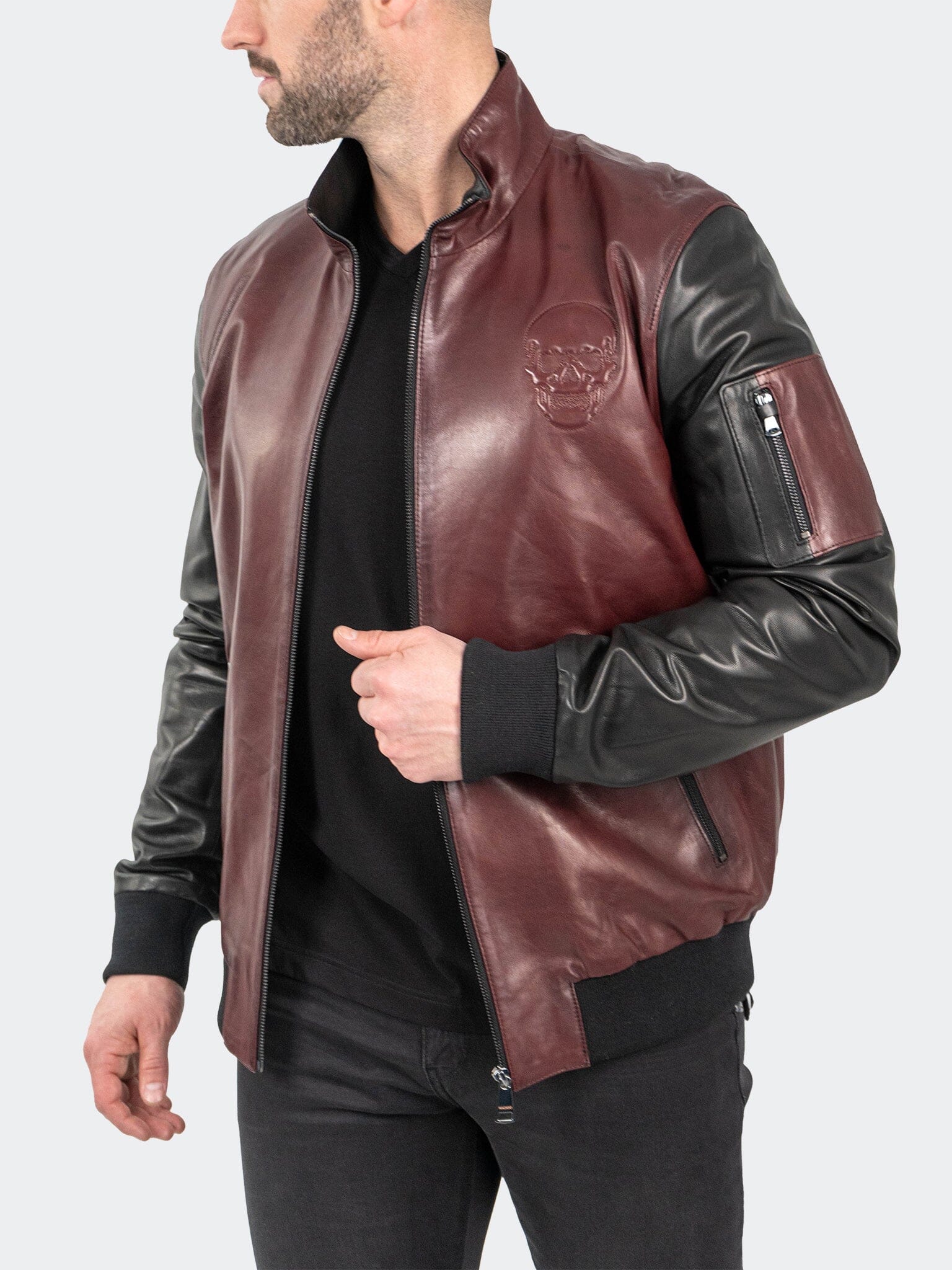 Leather SkullBlack Burgundy