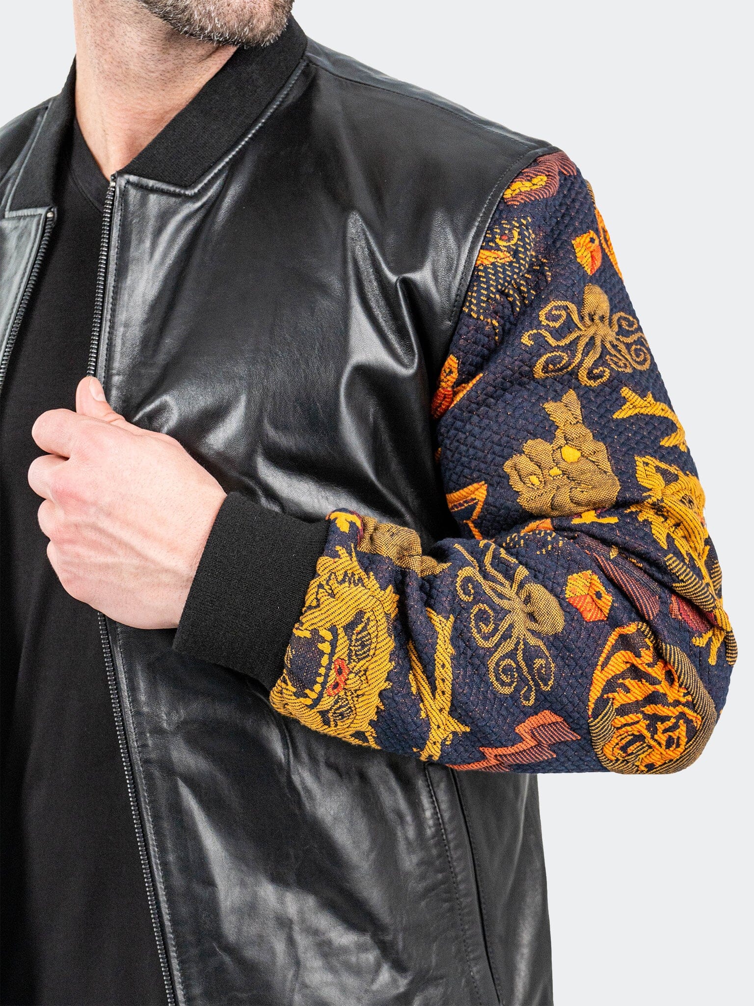 Leather SleeveSkull Black Jacket