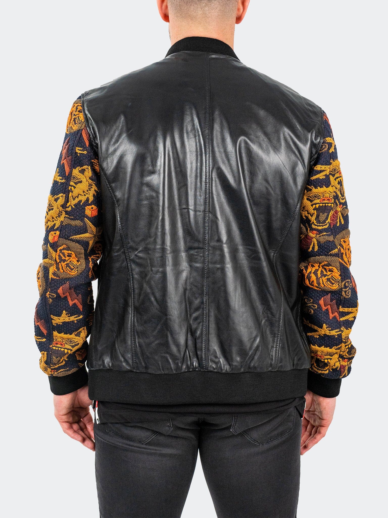 Leather SleeveSkull Black Jacket