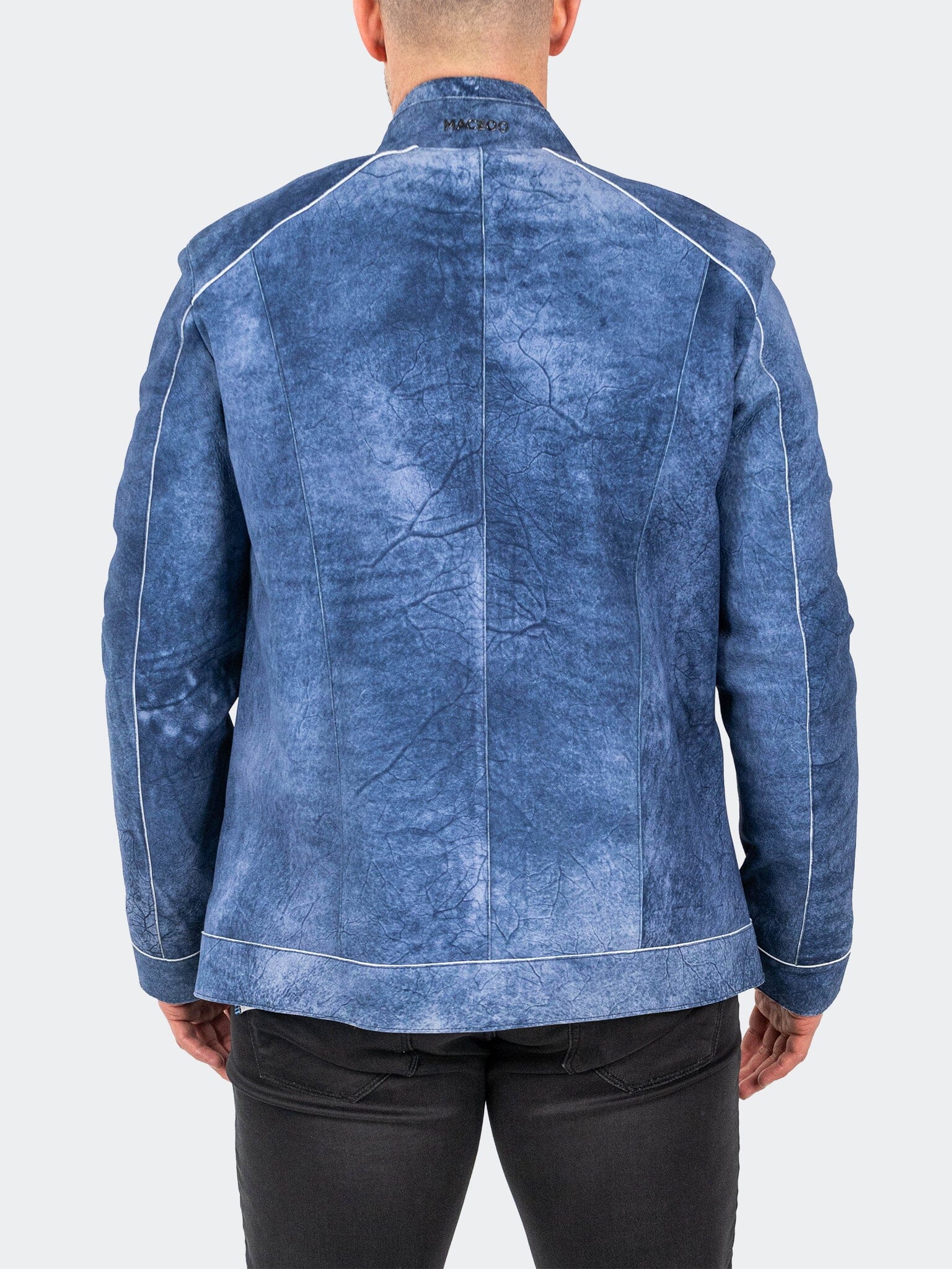 SuedeIce Blue Leather Jacket – Maceoo