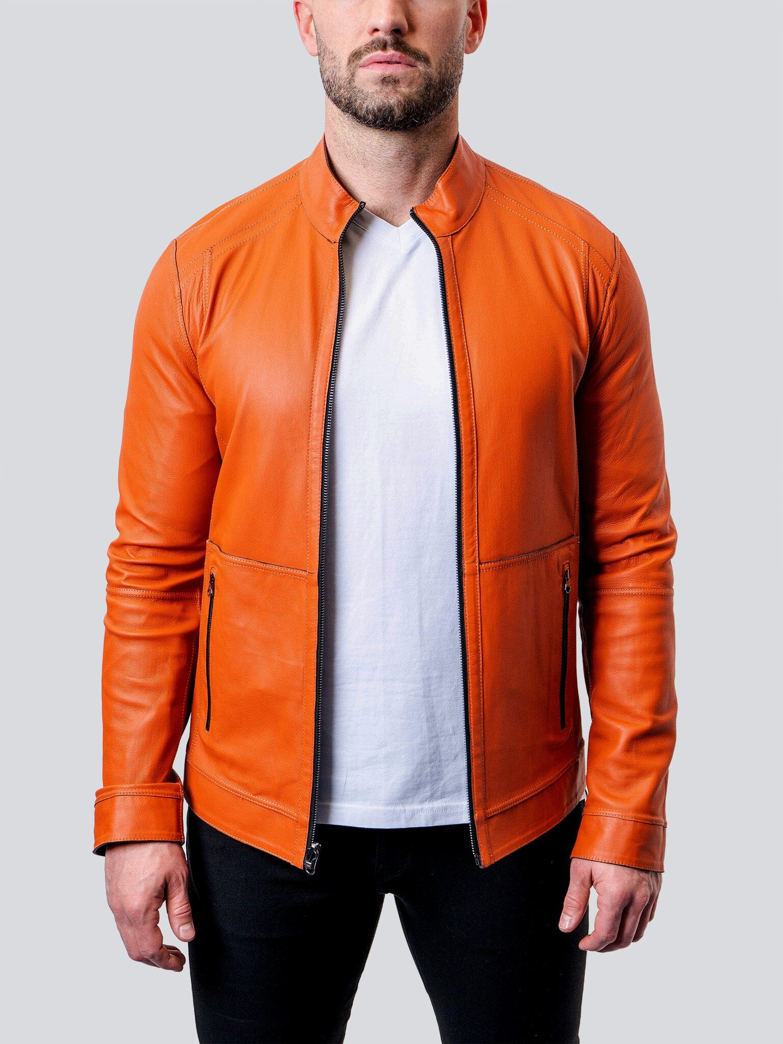 Suede Double Grey Leather Jacket