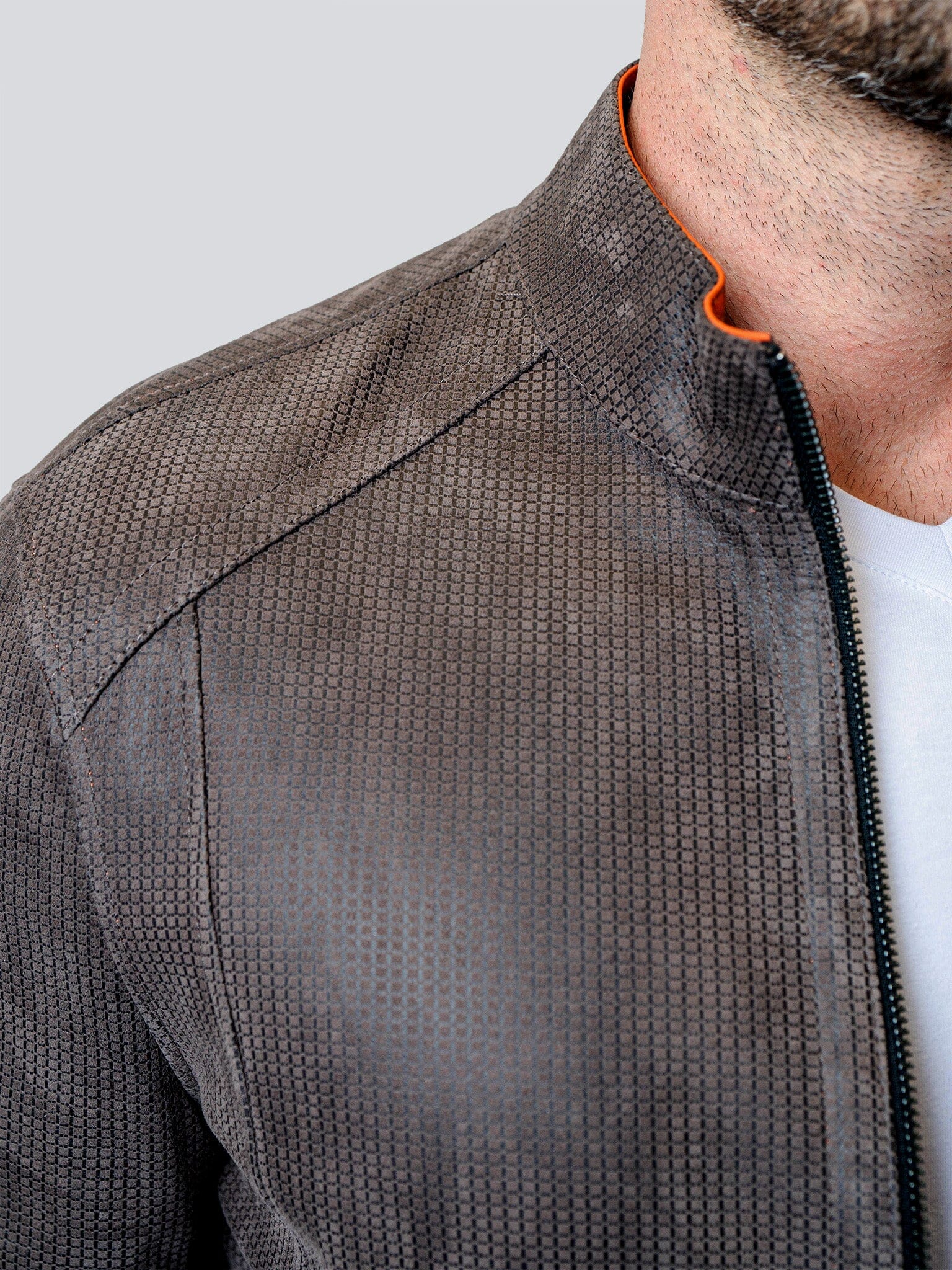 Suede Double Grey Leather Jacket
