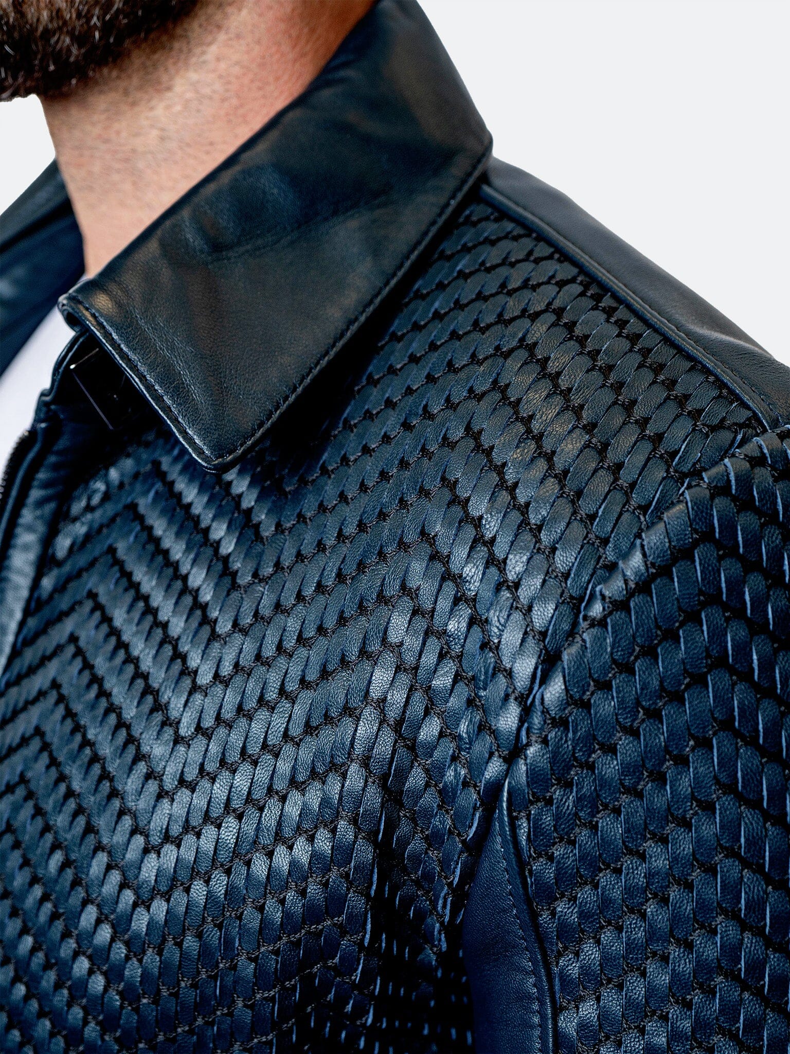 Tresser Blue Leather Jacket