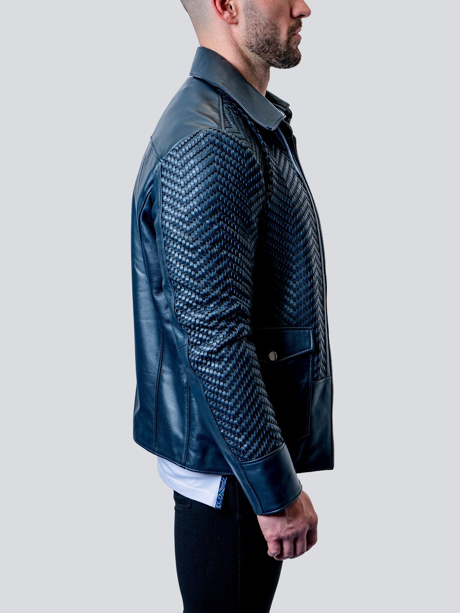 Tresser Blue Leather Jacket