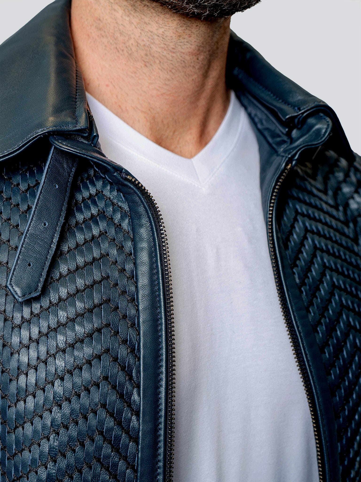 Tresser Blue Leather Jacket