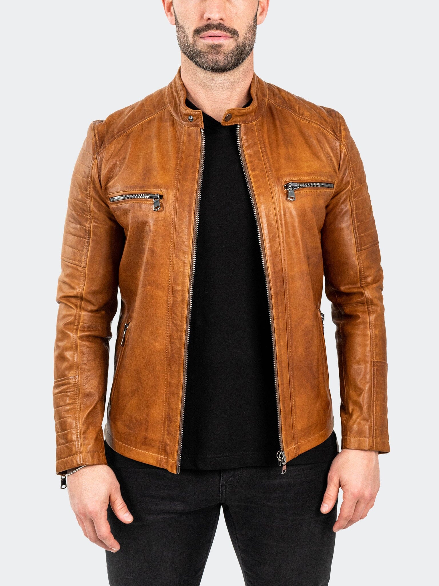 Wood Brown Leather Jacket