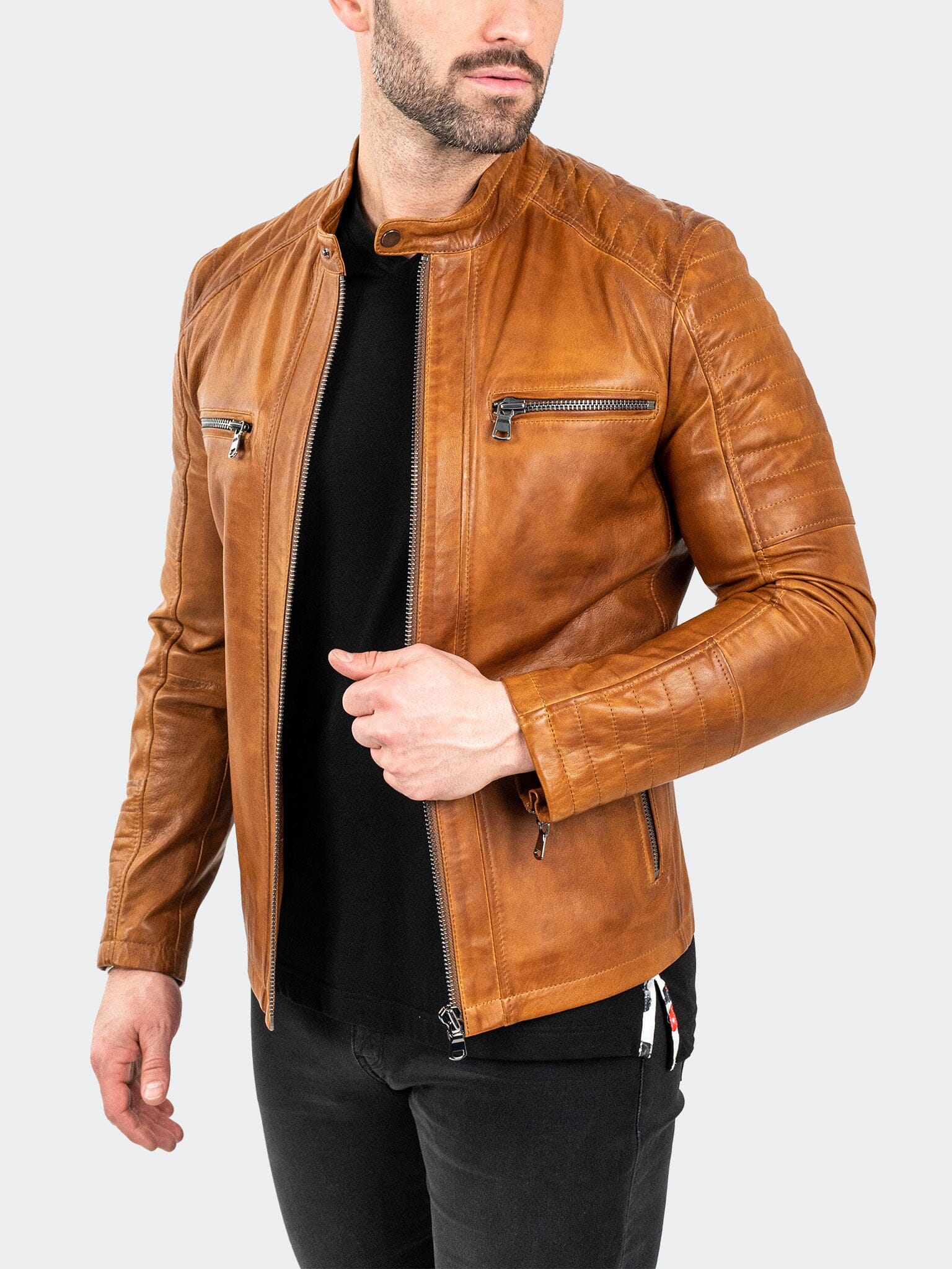 Wood Brown Leather Jacket