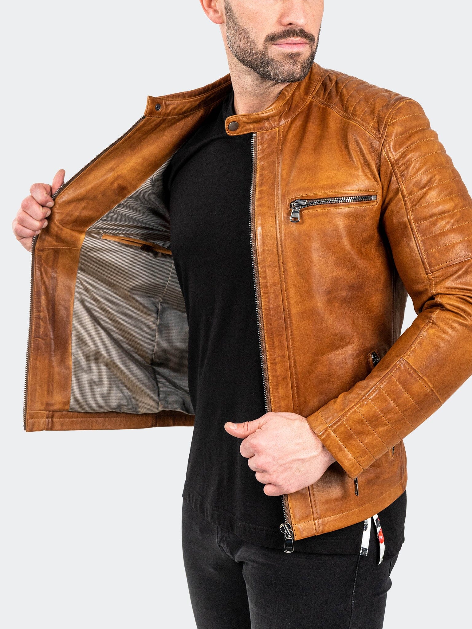 Wood Brown Leather Jacket