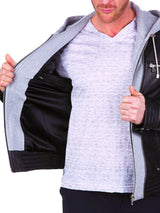 Leather MiddleHoodie Black View-3