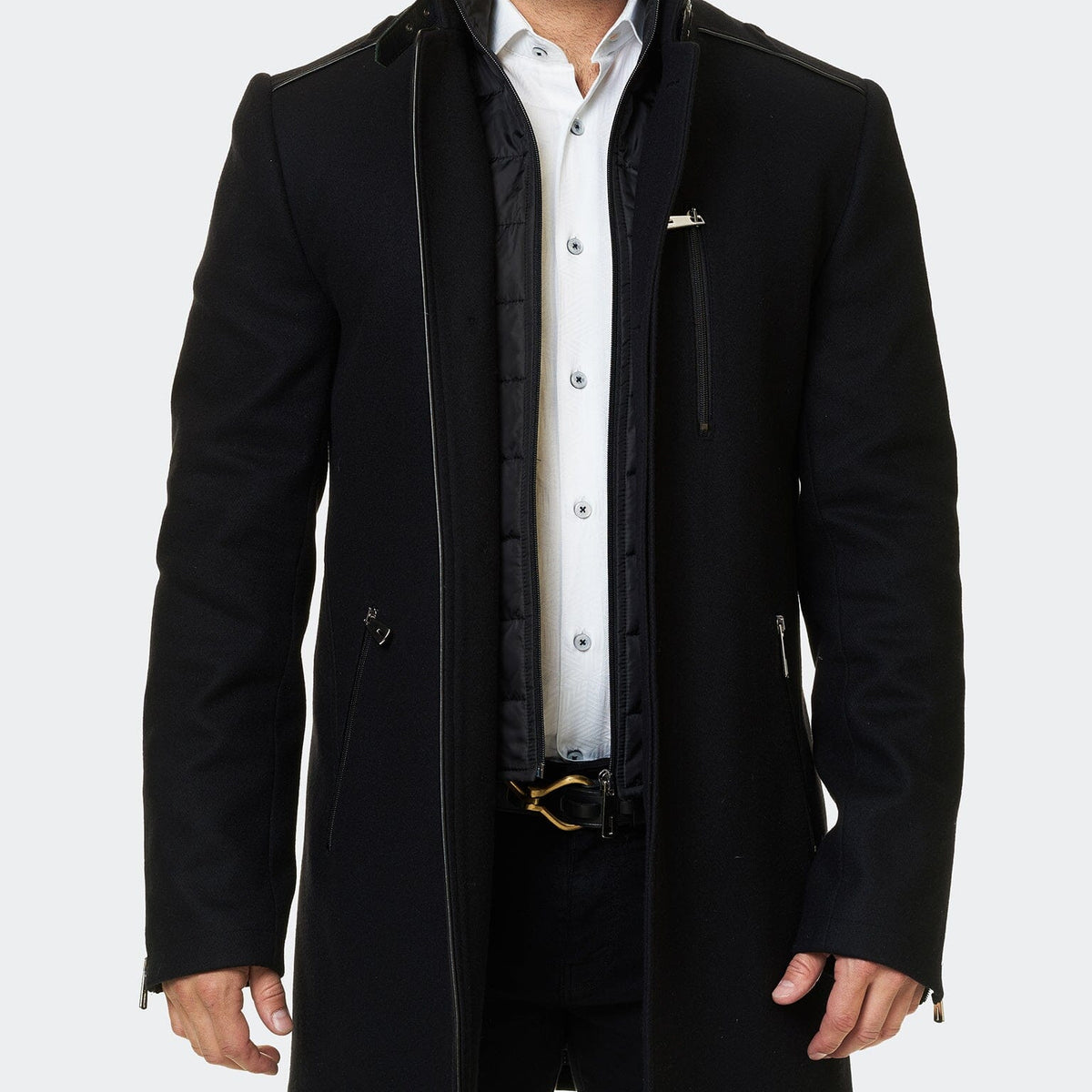 Perm Captain Black Peacoat Jacket – Maceoo