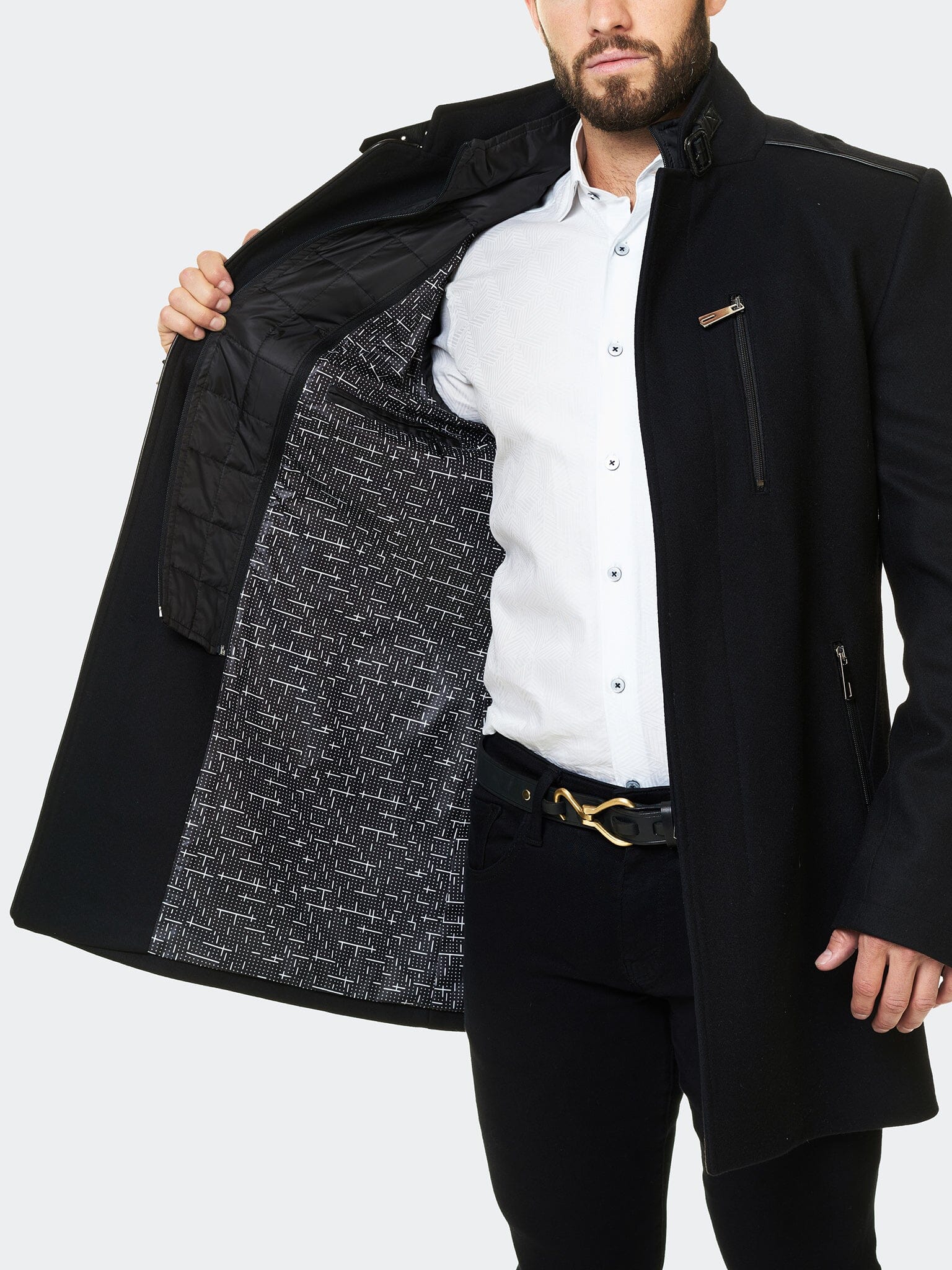 Perm Captain Black Peacoat Jacket – Maceoo