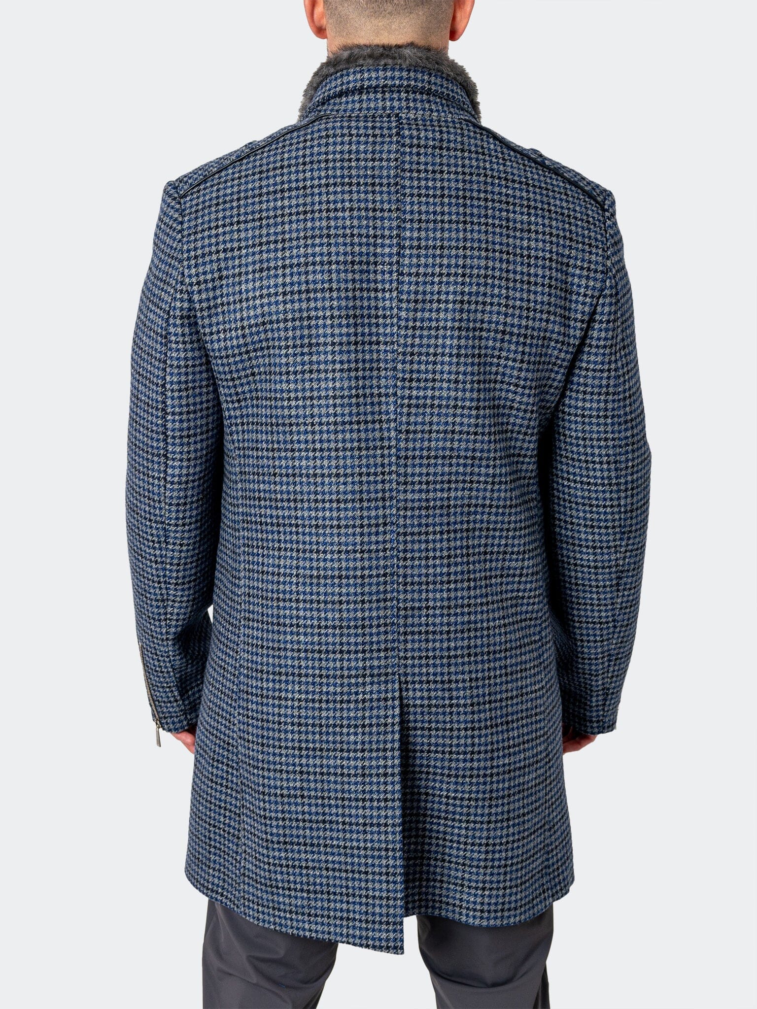 Captain Houndstooth Blue Peacoat