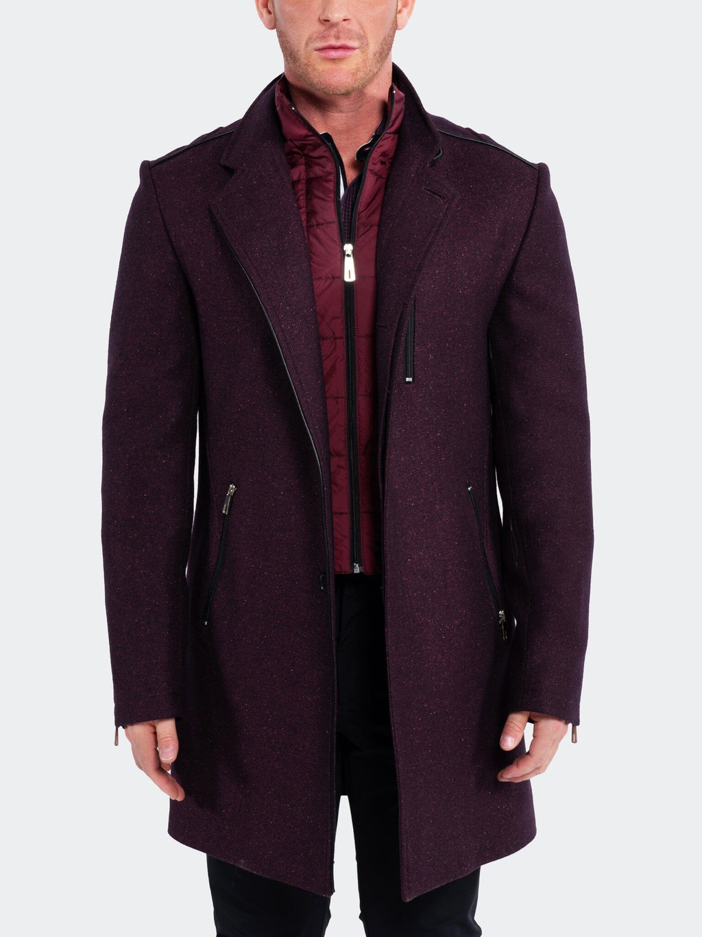 Burgundy peacoat sale mens