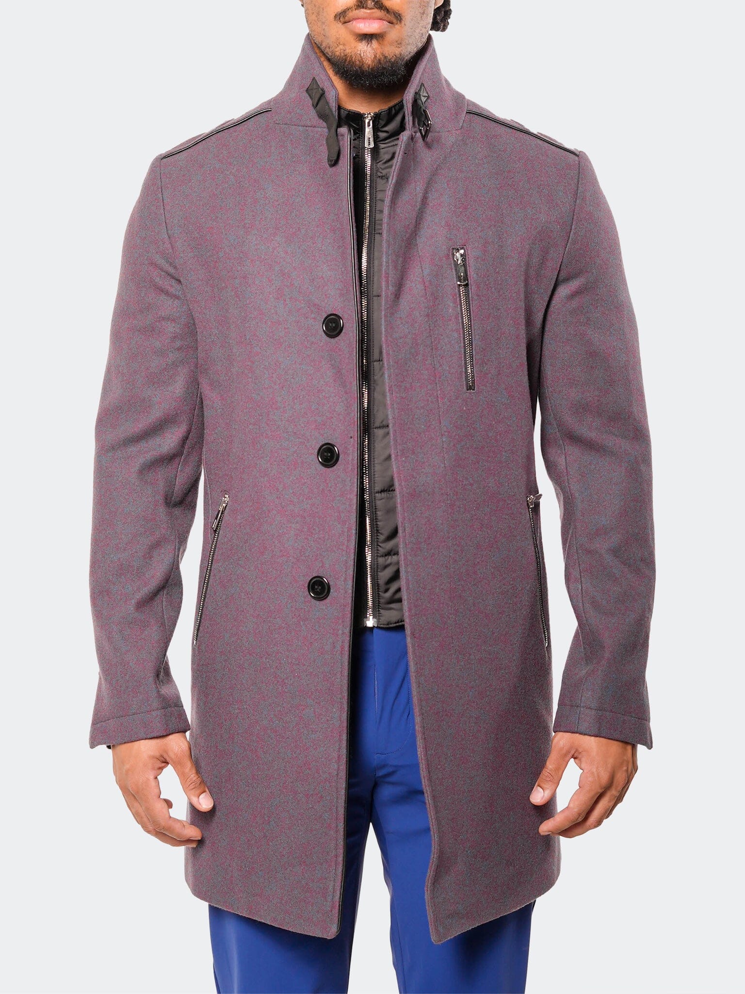 Captain Bordeaux Blue Peacoat
