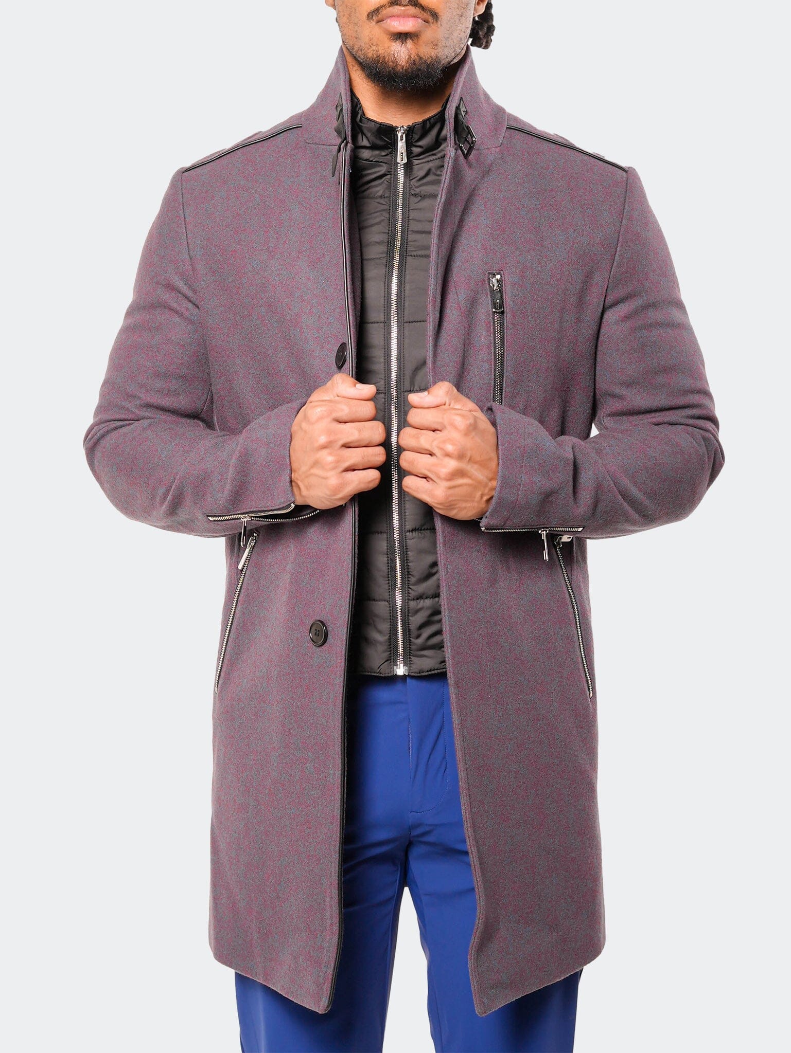 Captain Bordeaux Blue Peacoat