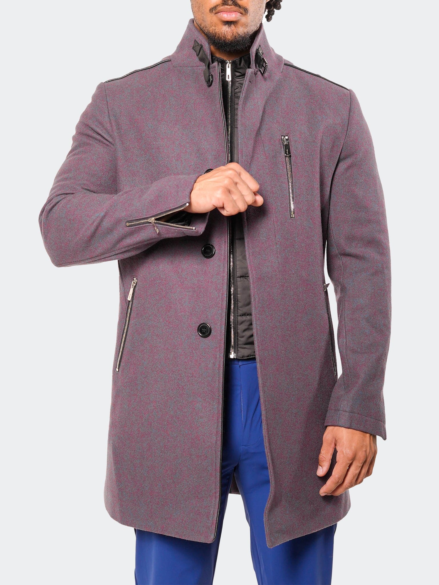 Captain Bordeaux Blue Peacoat