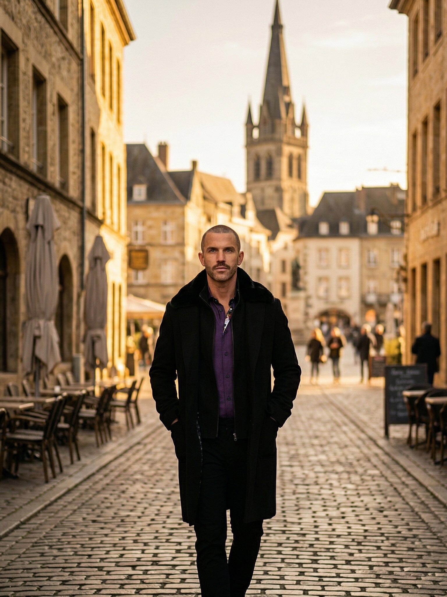 KingFur Black Peacoat Jacket