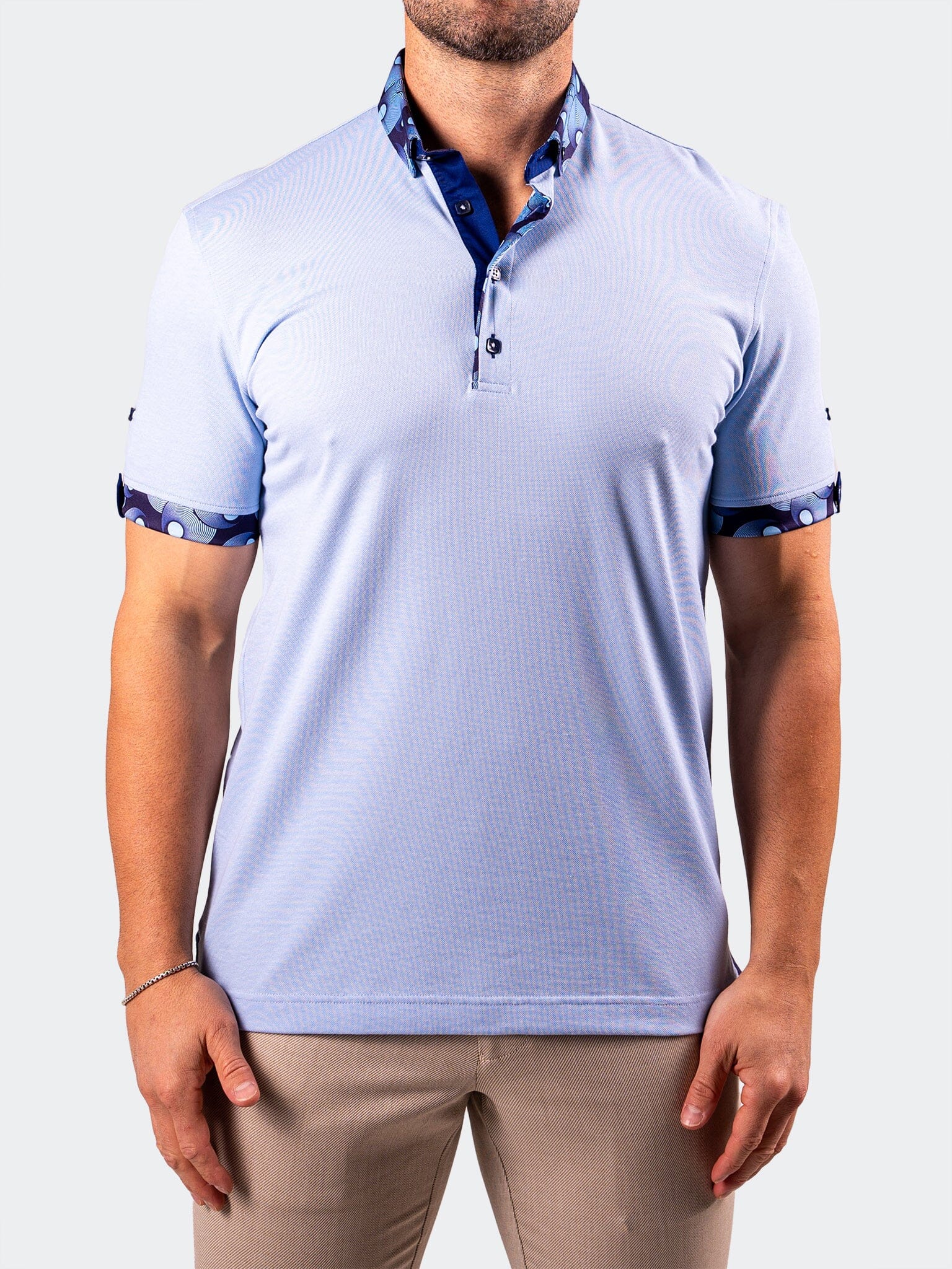 Collar Solid Baby Blue Polo